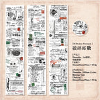 70mm * 200cm/roll retro style text manuscript theme Washi tape