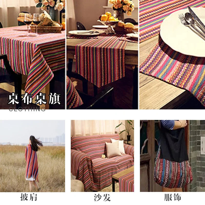 Dyed Ethnic Style Cotton Linen Fabric