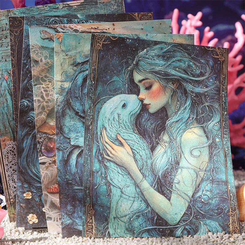 30Pcs Mermaid Series Scrapbooking Paper