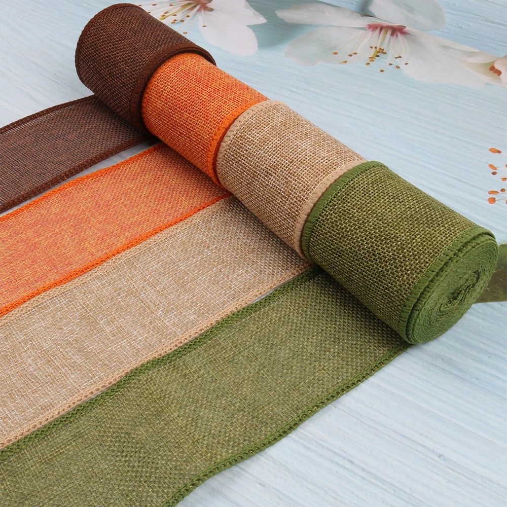 5M Wide Burlap Ribbon Jute Fabric Roll