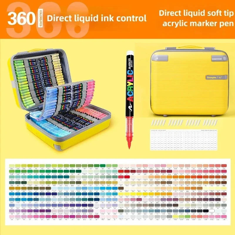 360/12 Colors Acrylic Paint Pens Markers Brush Tip
