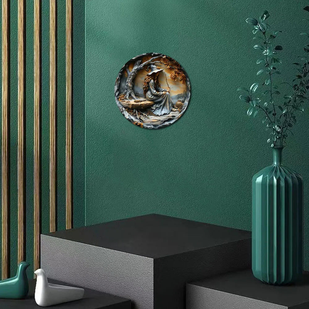 Vintage Witch Broom Theme Wreath Sign