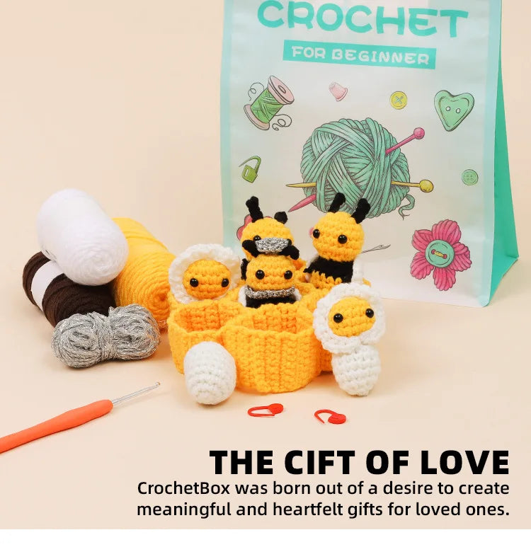 Crochet Kit for Adults Honeycomb Bee