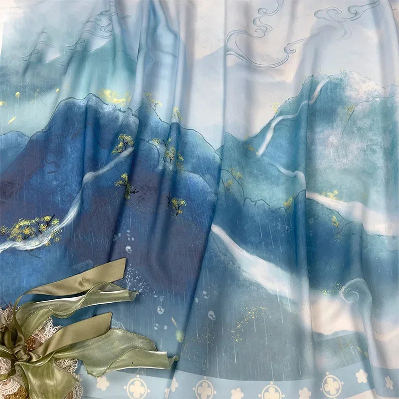 Chiffon Fabric Chinese Landscape Printing