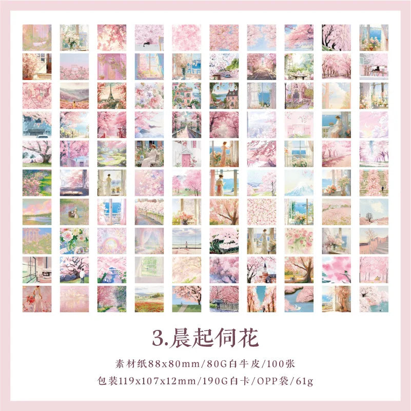 100 sheets/book, materials for seasonal scenery patterns