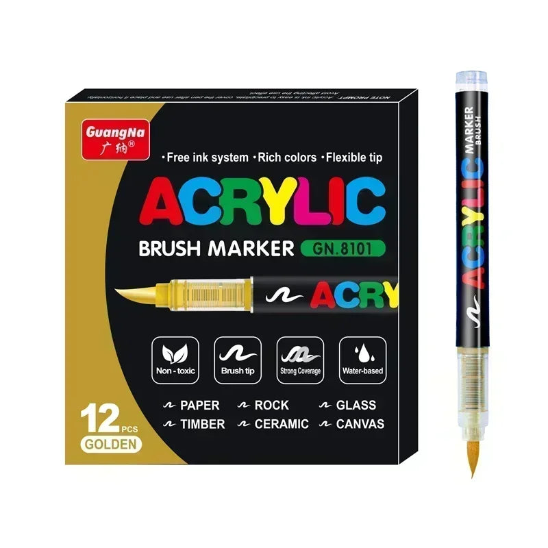 360/12 Colors Acrylic Paint Pens Markers Brush Tip