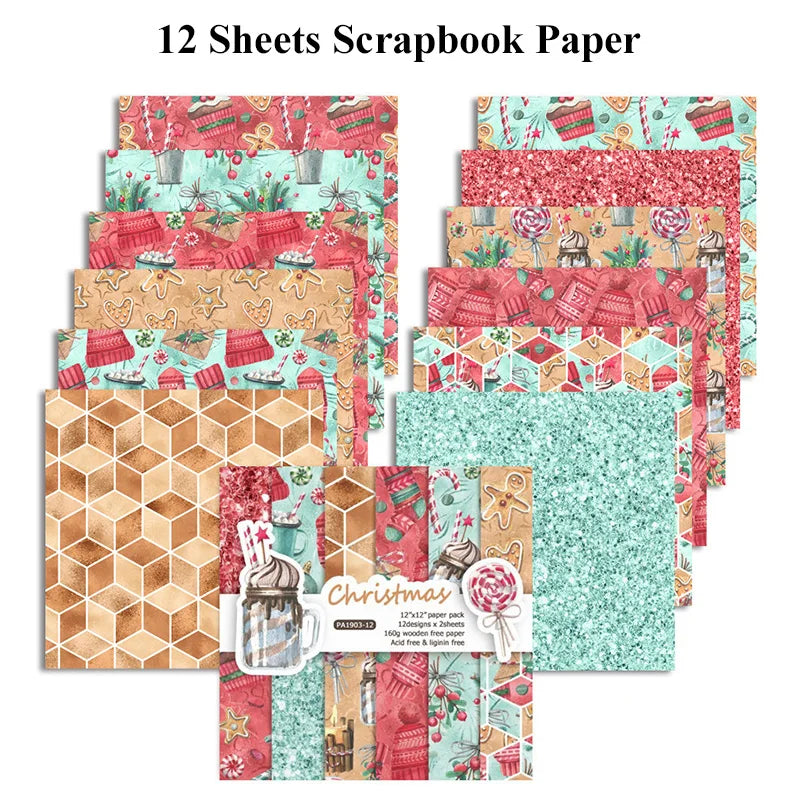 12 Sheet Scrapbook Paper 30x30cm