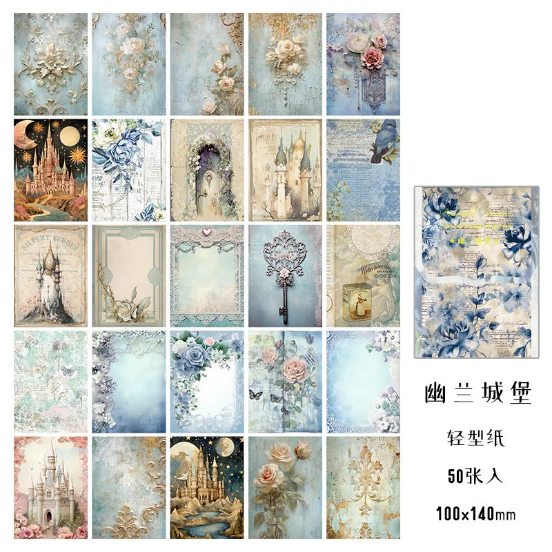 50 sheets Large Size Vintage Scrapbooking