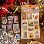 6 style 2pcs 3D retro European style art series precision Die-cutting stickers