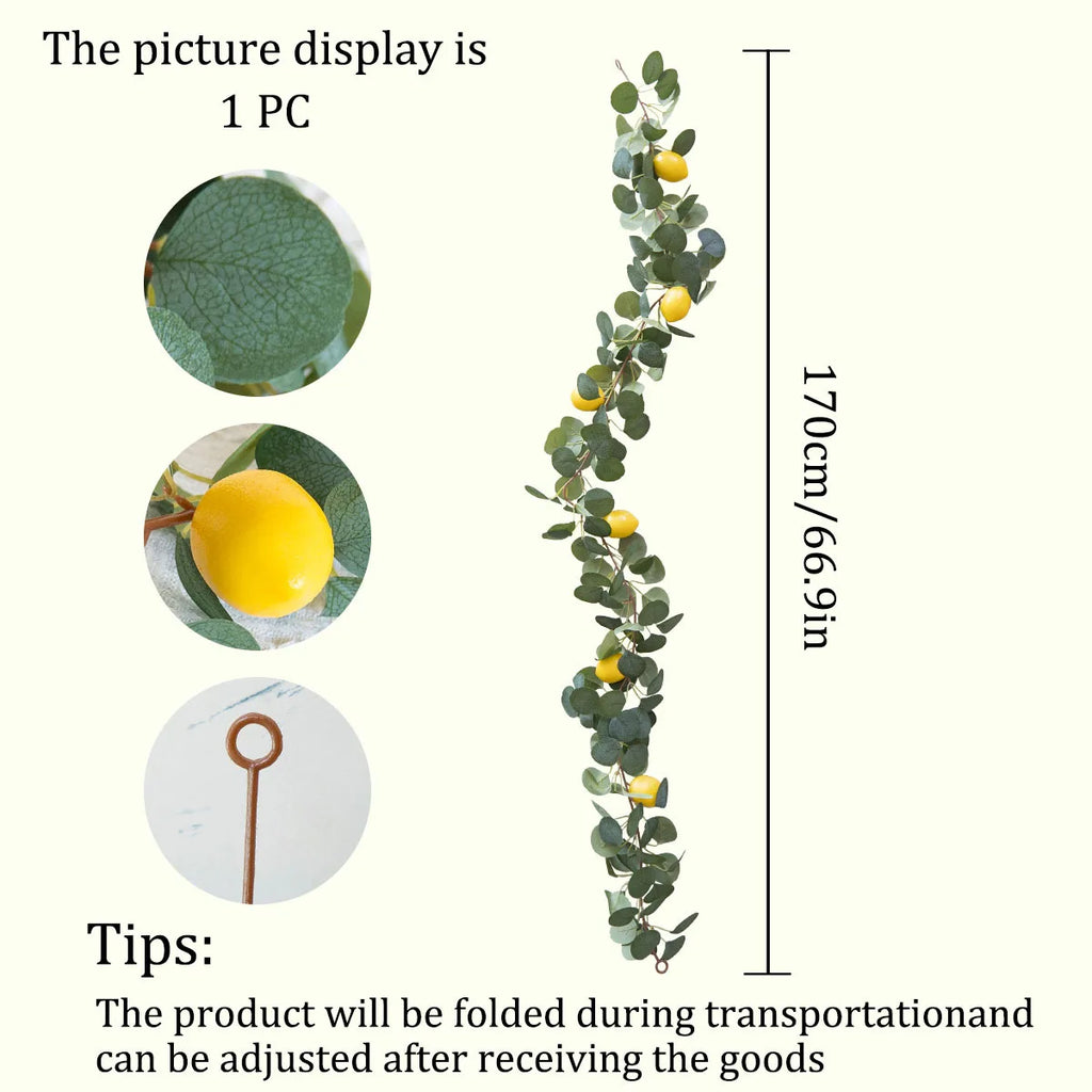 Artificial lemon wreath with green plants
