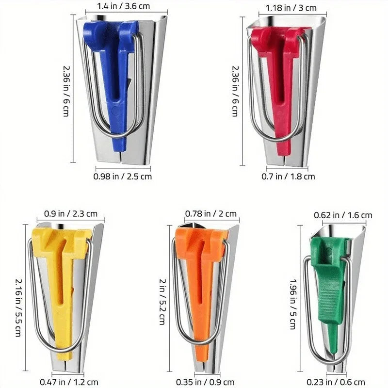 Bias Tape Makers Kit of 5 Sizes 1/4" 3/8" 1/2" 3/4" 1" DIY Quilting Tools Kit