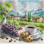 Rural Morning Grapes Scenery 16CT 14CT Unprinted Top Quality Cross Stitch Kits