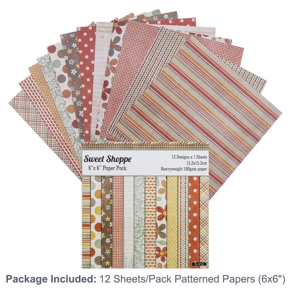 12 Sheets Vintage Background Printed Scrapbooking Paper Pads