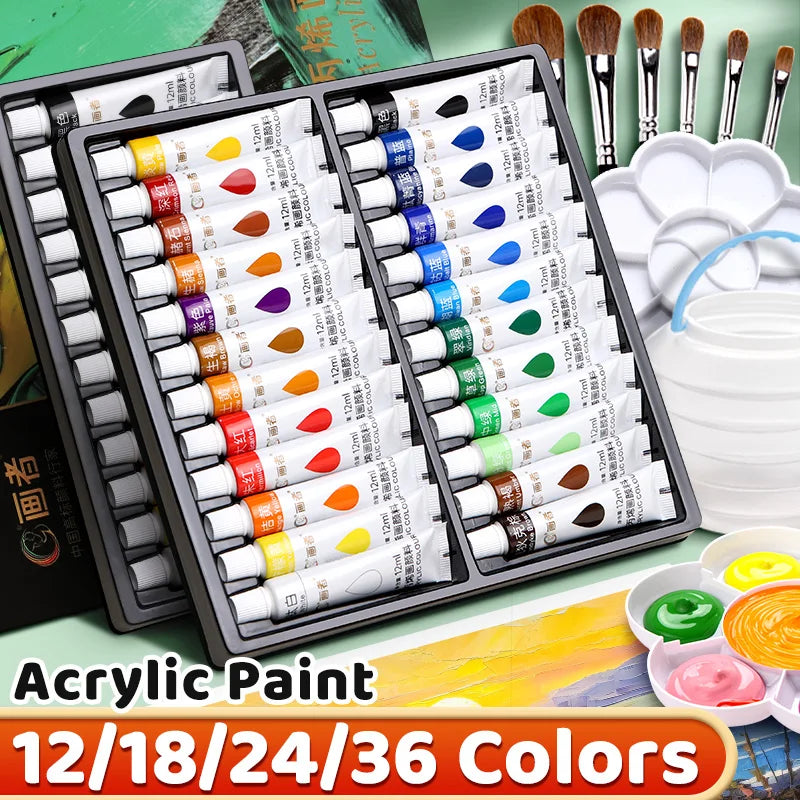 Vibrant Acrylic Paint Set 12/18/24/36 Colors