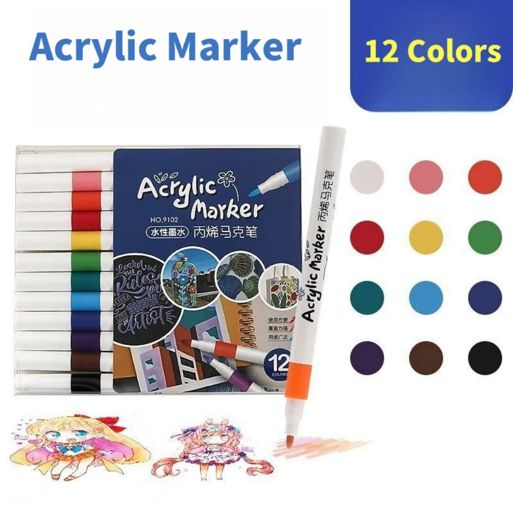 12/24/36/48/60 Colors Acrylic Paint Marker Set