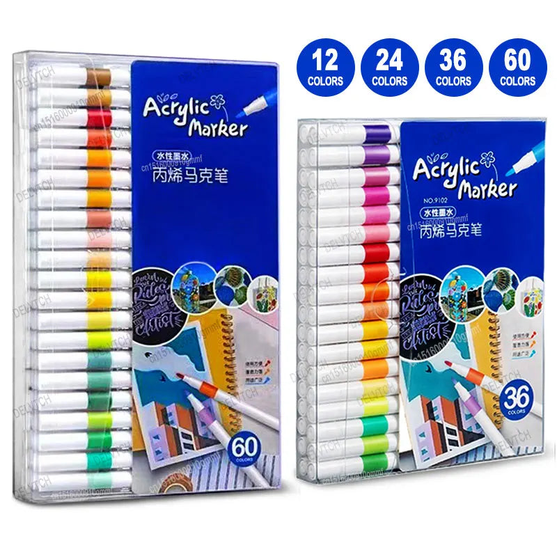 12/24/36/60 Color Set Acrylic Paint Art Marker Pen