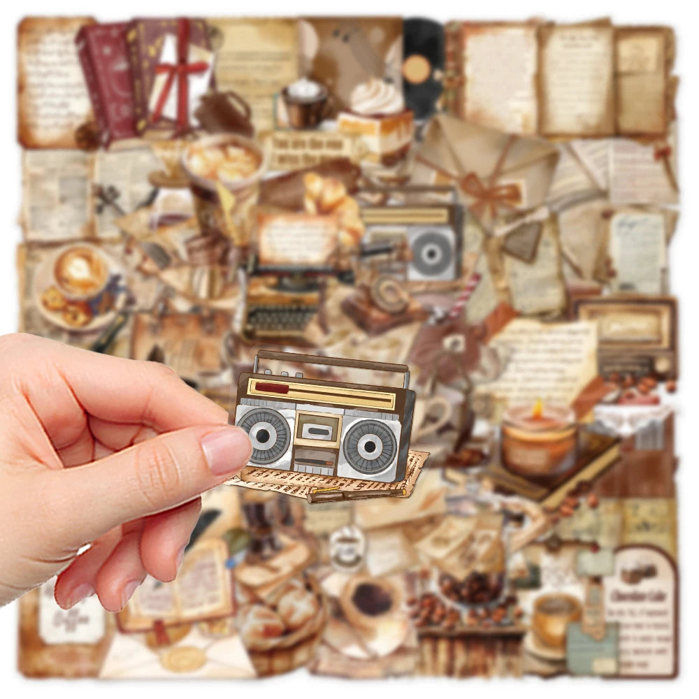 50pcs Vintage Coffee Letter Theme Scrapbooking