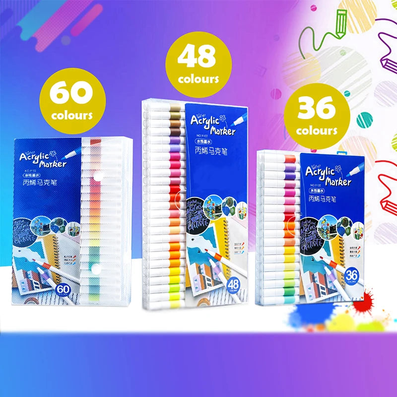 12/24/36/48/60 Colors Acrylic Paint Marker Set