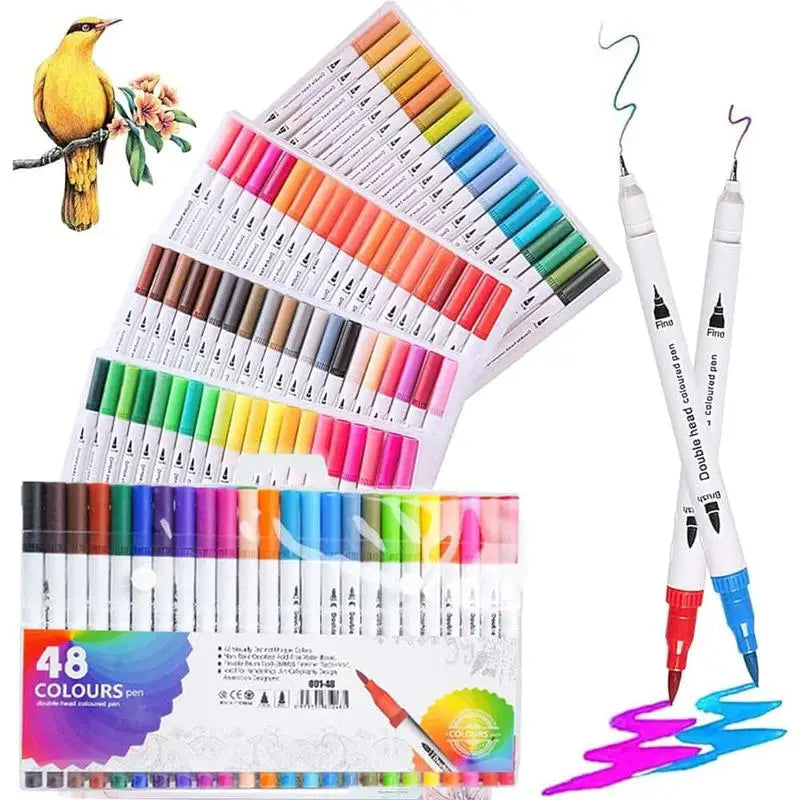 Dual Tip Art Markers Set-12 to 120 Color Options, Water-Based Drawing Brush Pens