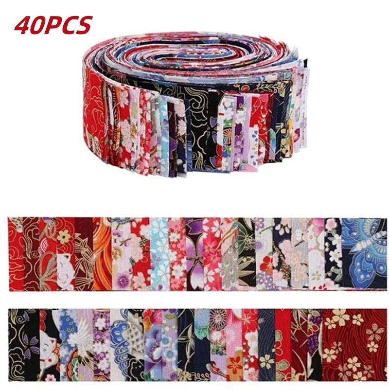 40Pcs Japanese Jelly Roll Strips Fabric Cotton
