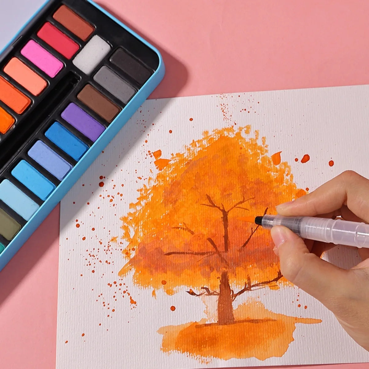 Portable Iron Box Solid Watercolor Paint Set