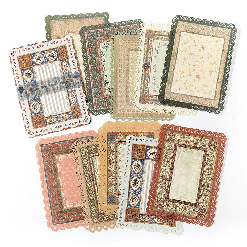 10pcs/pack Vintage Patterned Lace Paper