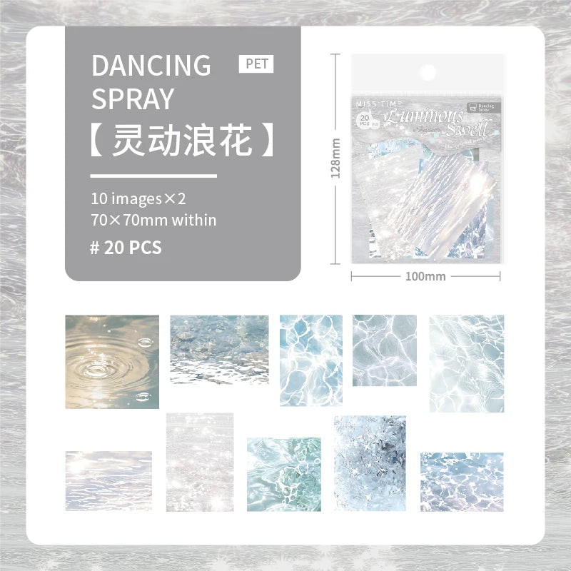 20pcs Flowing Light Wave Shadow Series Wave Theme PET Stickers