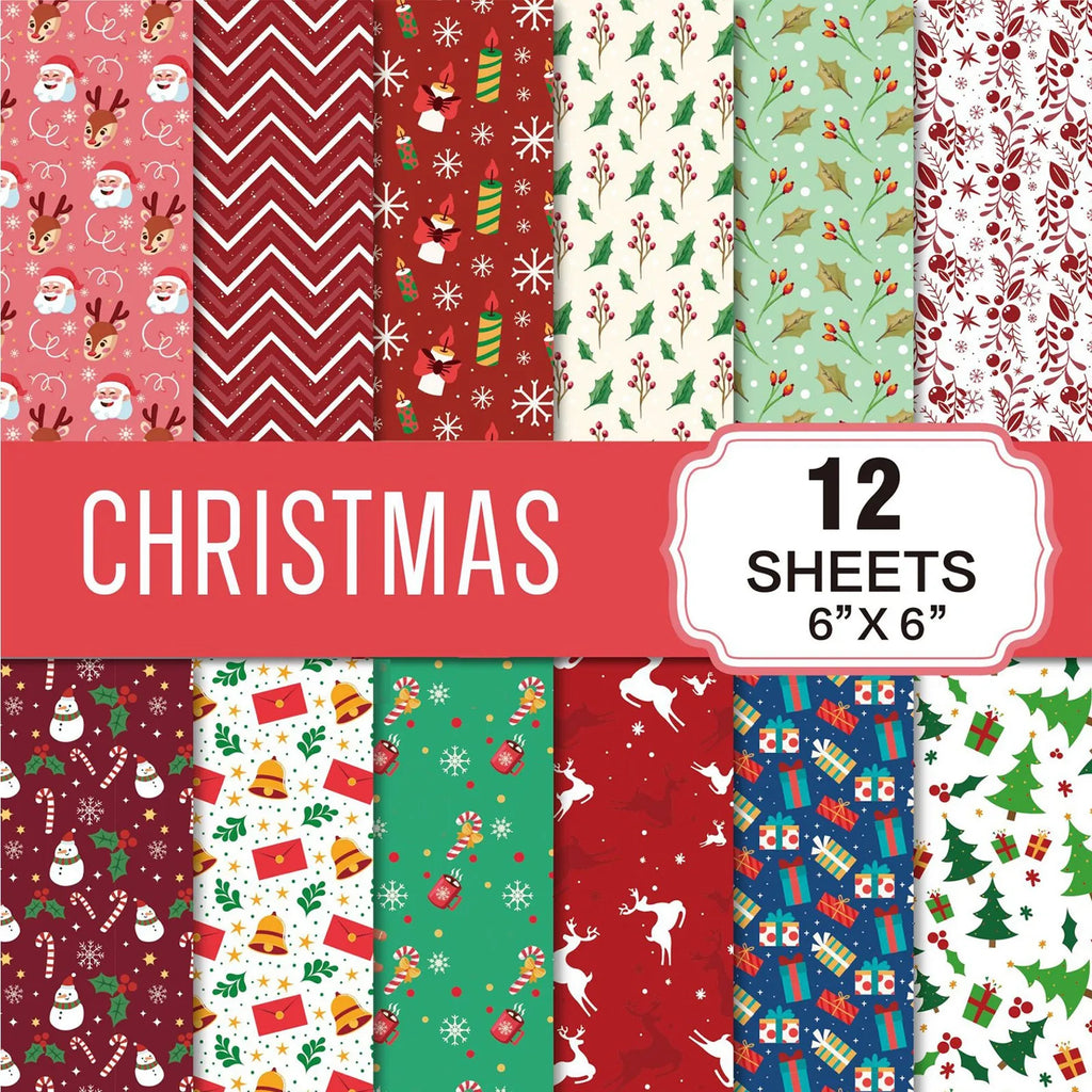 12 Sheet Merry Christmas Scrapbook Paper