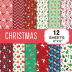 12 Sheet Merry Christmas Scrapbook Paper