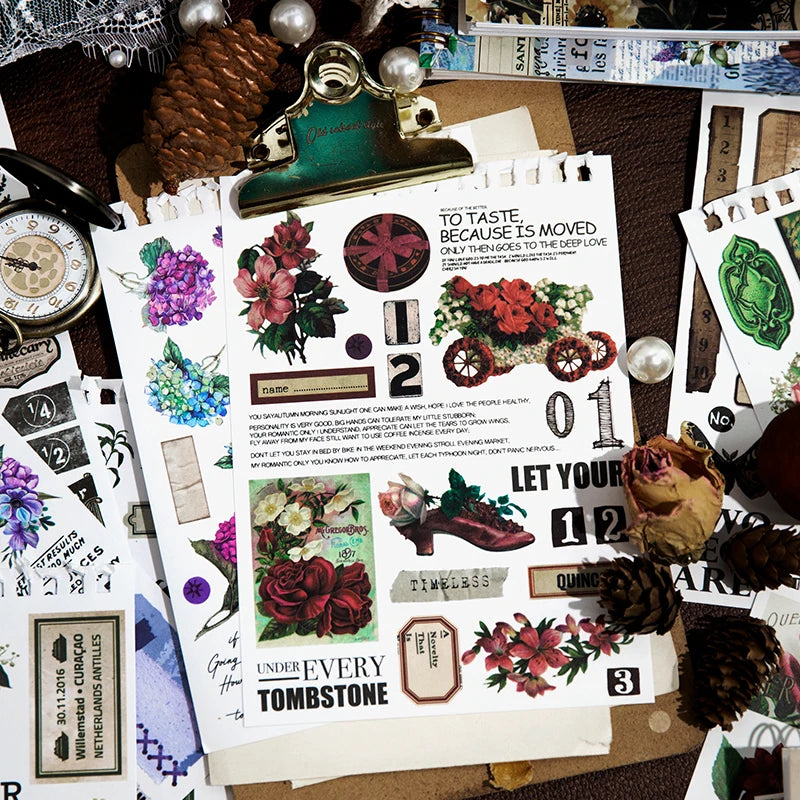 50 Stickers Vintage Antique Labels