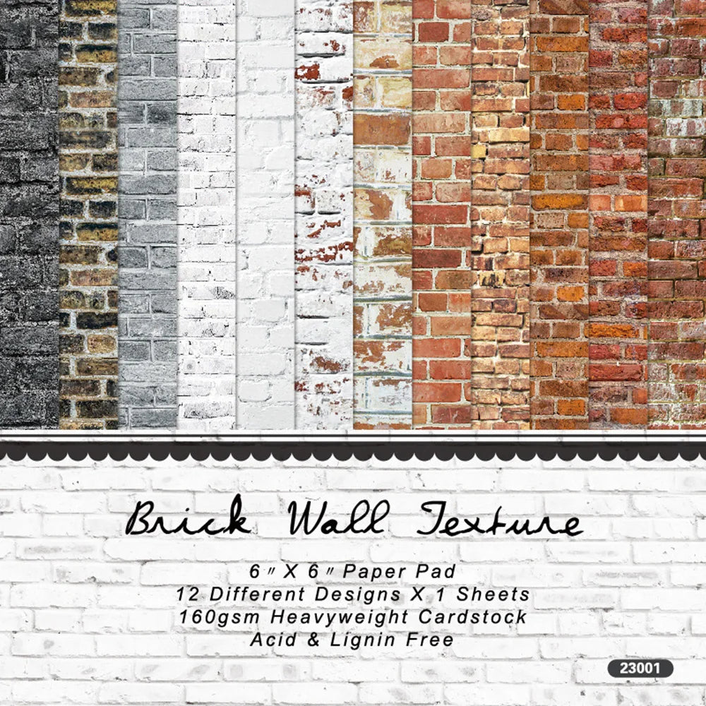 12 Sheets Brick Wall Pattern Scrapbooking Paper