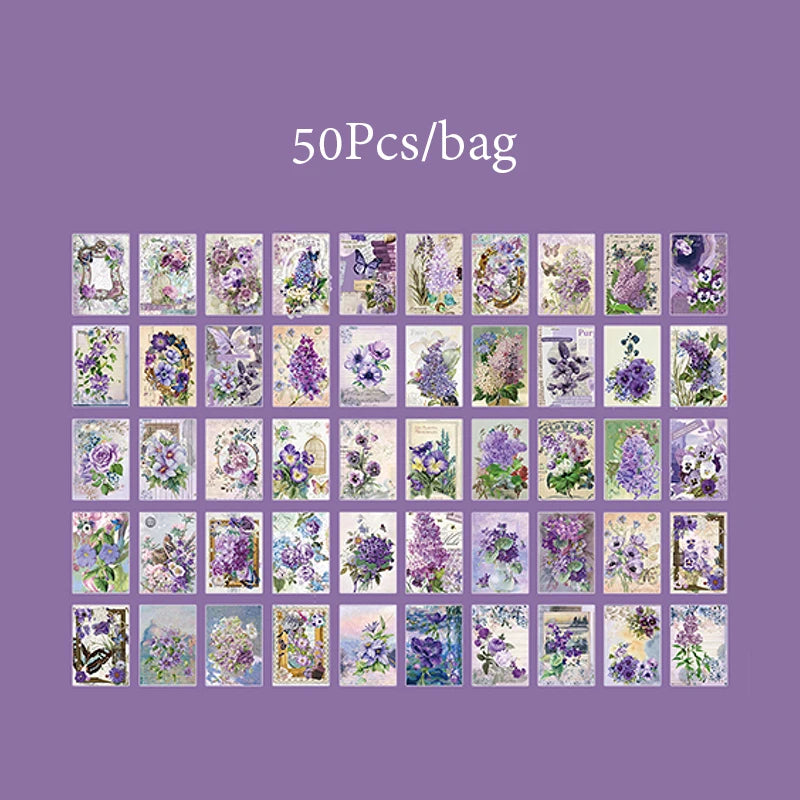 50 Sheets/book, plant and Flower Themed Material Paper