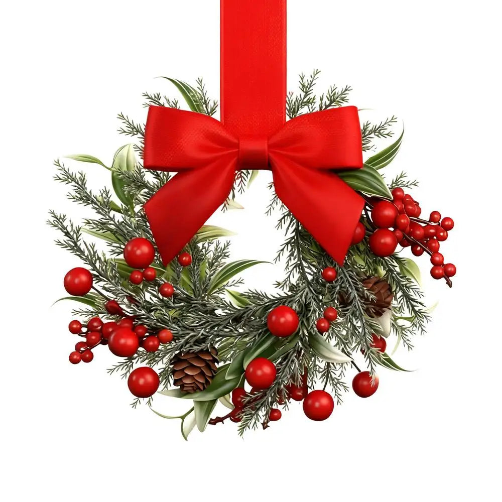Winter Greenery Wreath with Red Berries