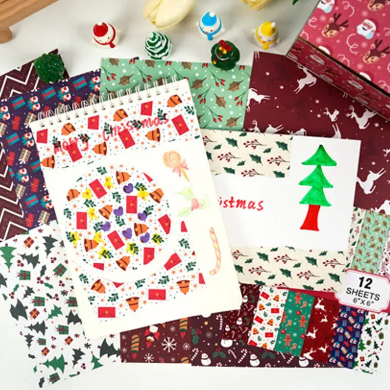 12Pcs/Set Merry Christmas Paper Scrapbook