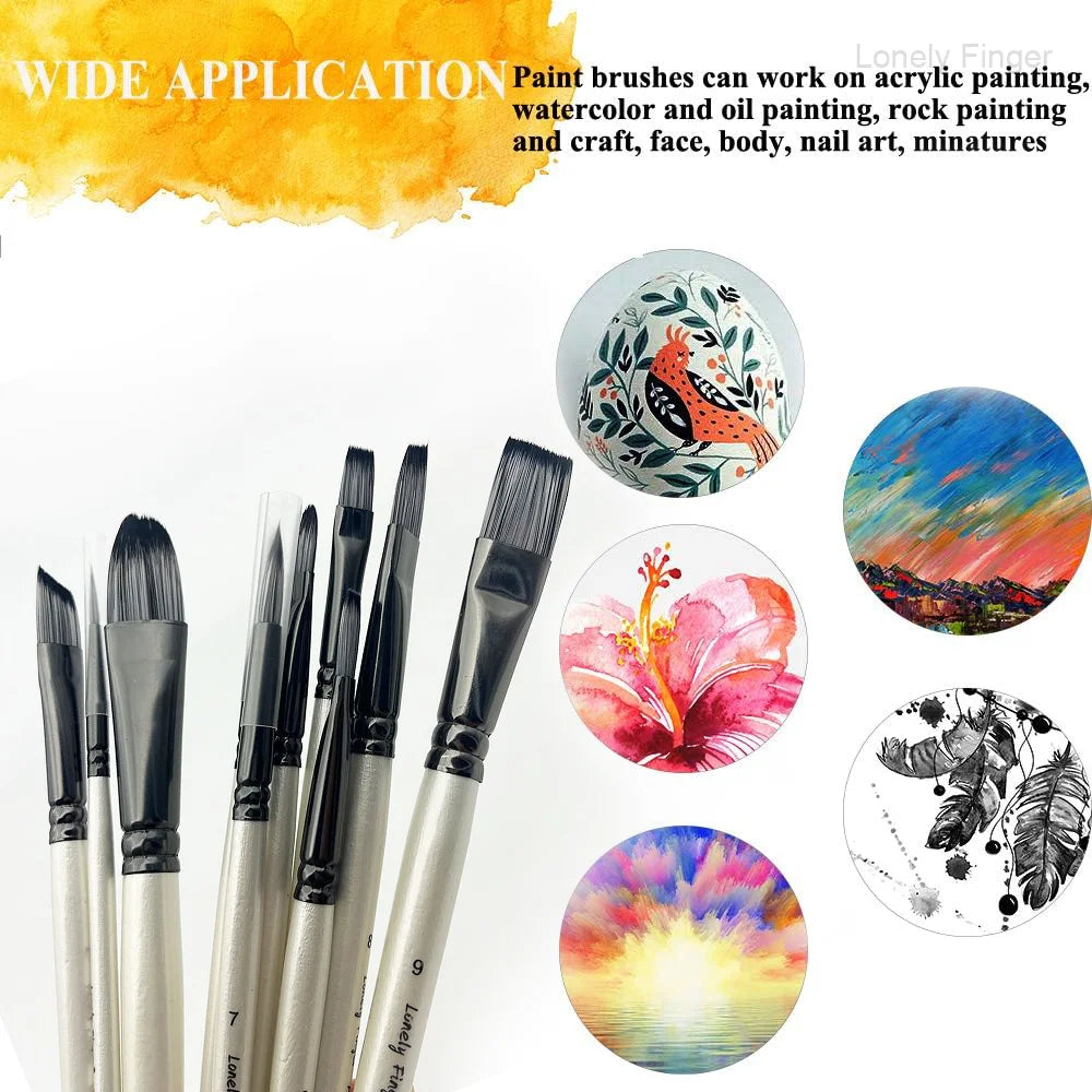 Paint Brush Set，10pcs Artist Brushes for Painting