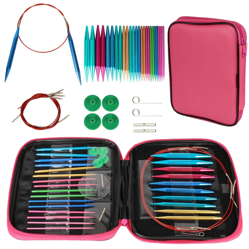 Circular Knitting Needles Set 26 Pcs Interchangeable Crochet Needles