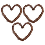 3 Pcs Heart Shaped Wreath Set Rattan