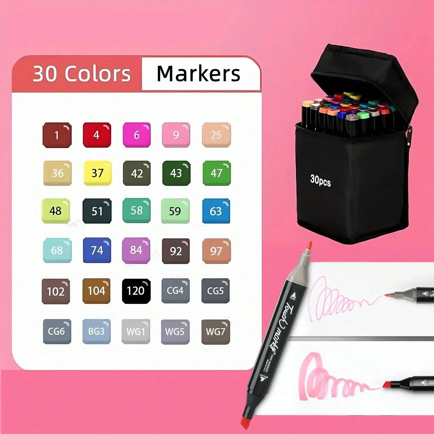 Dual Tip Artist Alcohol Markers Set with Carrying Case