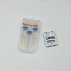 3Pcs/Set Double Needles Size 2/3/4mm And Wrinkled 9 Grooves Sewing Presser Foot