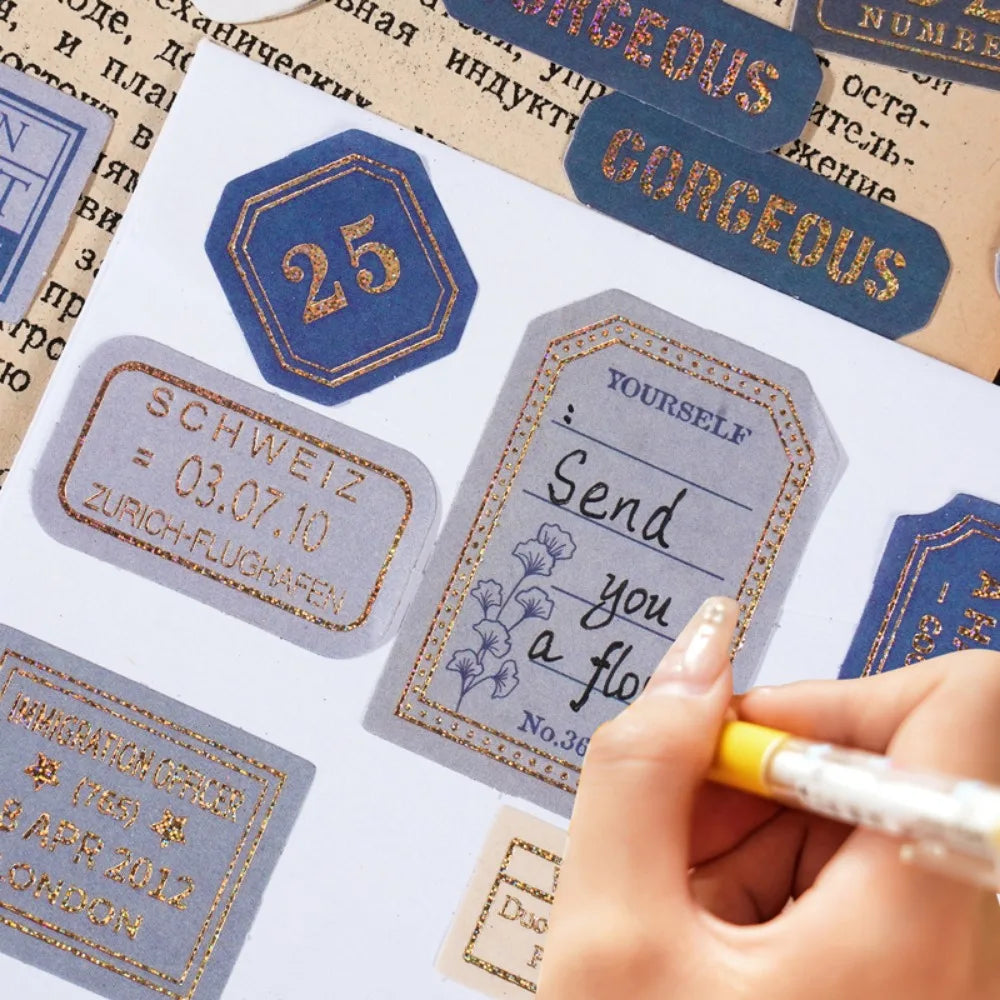 Light Retro Label Box Stickers