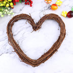 3 Pcs Heart Shaped Wreath Set Rattan