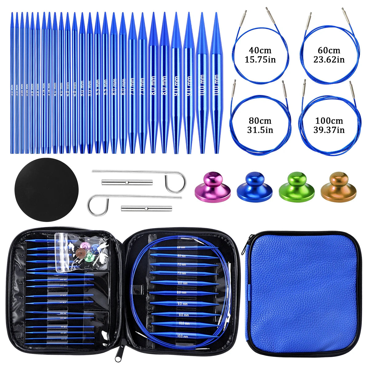 Gemstone Blue Knitting Needle Set Tool