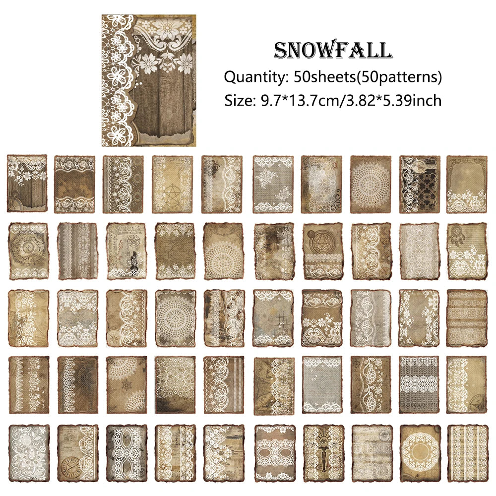50 sheets Vintage Non-sticky Scrapbook Paper