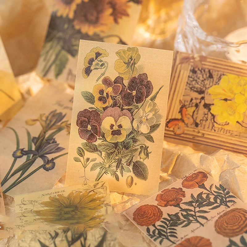 50 Sheets/book, plant and Flower Themed Material Paper