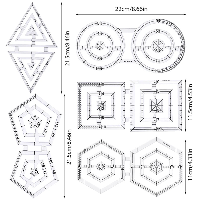 Acrylic Patchwork Ruler and Template Inches Quilting Tools