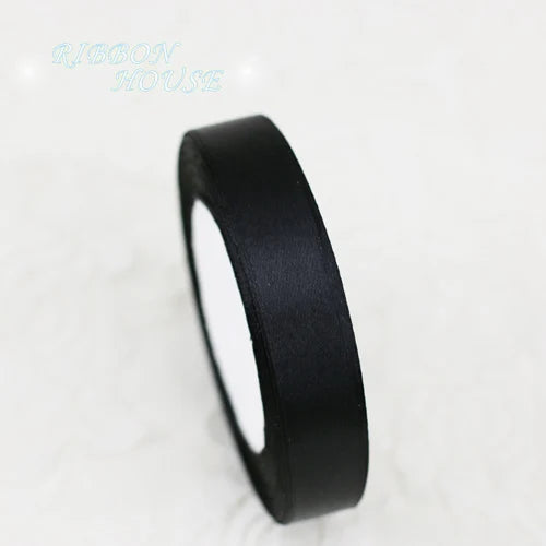 (25 yards/roll) Black Single Face Satin Ribbon