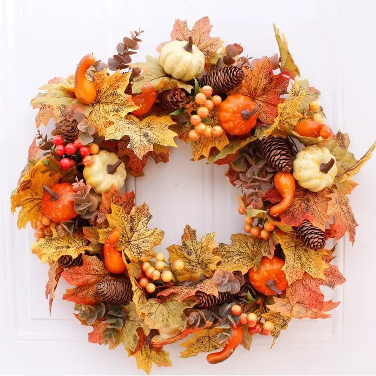 45cm Fall Wreaths Pumpkin Berry Maple Leaf