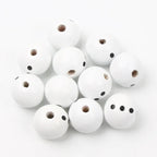 10pcs Christmas Snowman Pattern Round Balls Wood Spacer Beads