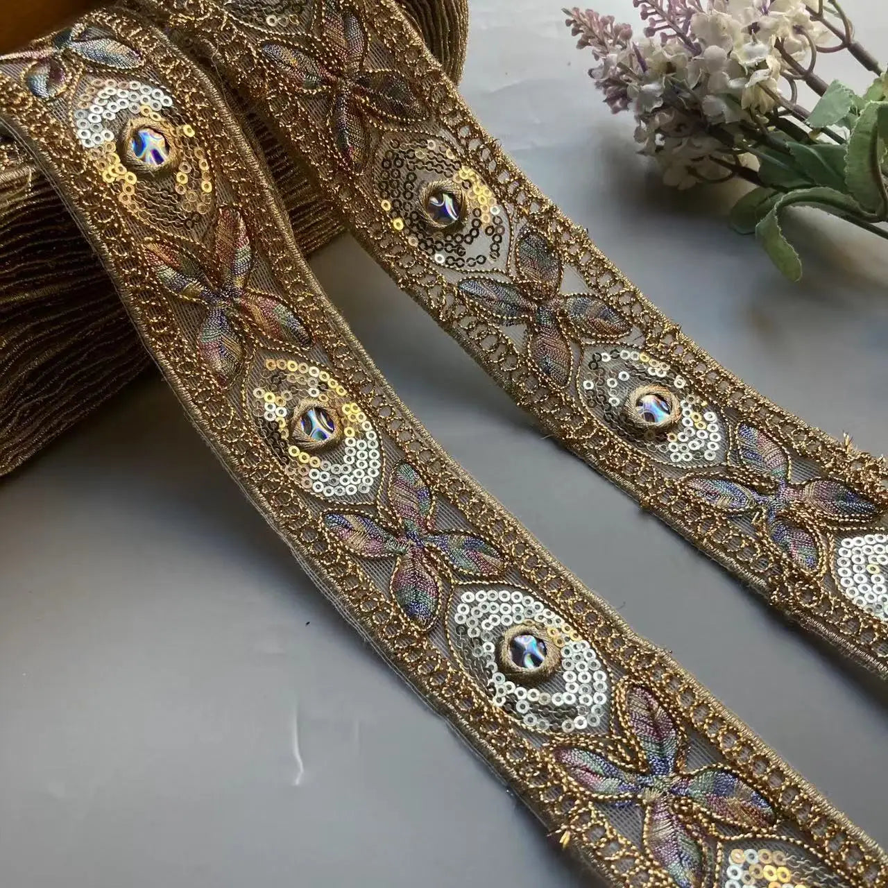 1 Yards 5cm Sequin Lace Fabric