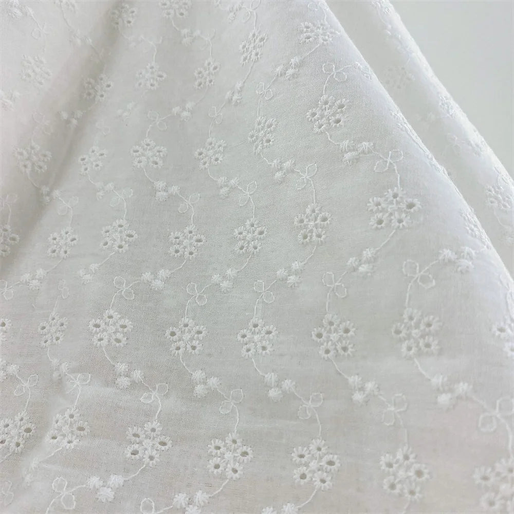Embroidery Lace 100% Cotton Fabric by Half Yard